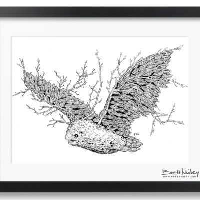 Leaf Bat Framed Original - by Brett Miley Art