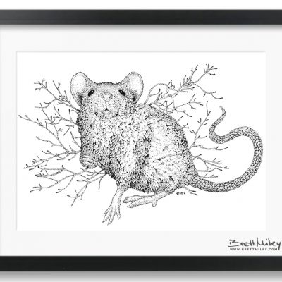 Leaf Mouse Framed Original - by Brett Miley Art