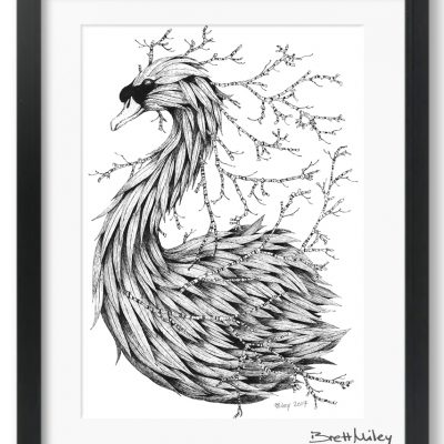 Leaf Mute Swan Framed Original - By Brett Miley Art