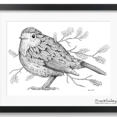 Leaf Robin Framed Original - by Brett Miley Art