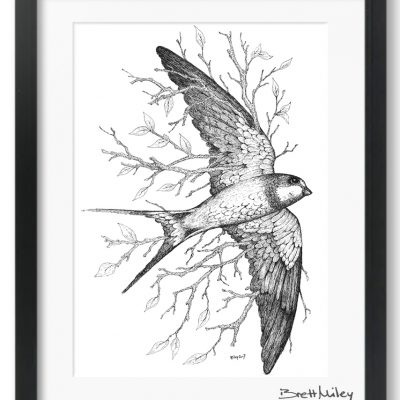 Leaf Swallow Framed Original - By Brett Miley