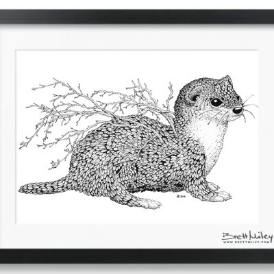 Leaf Weasel Framed Original - By Brett Miley Art