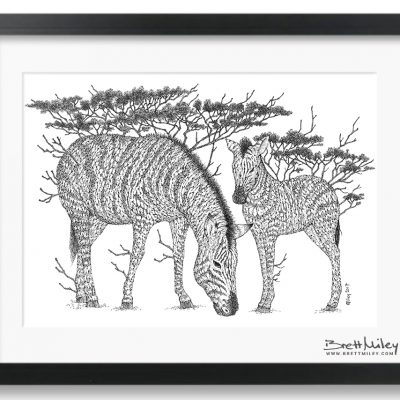 Tree Zebras Framed Original Art - By Brett Miley Art