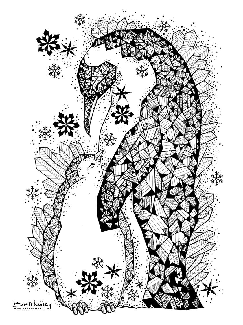 Ice Crystal Penguins - Brett Miley Art