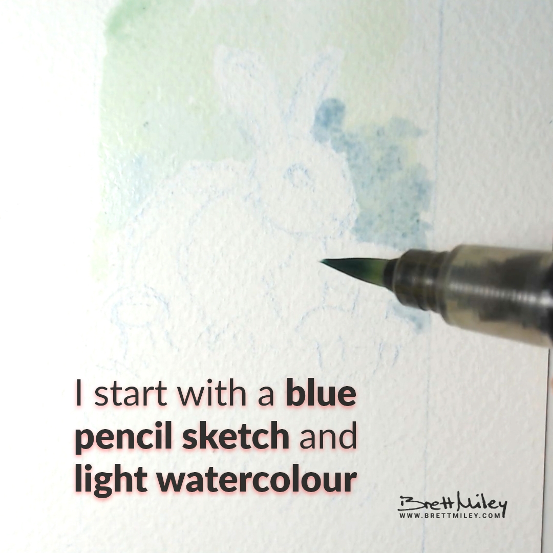 Rabbit Watercolour Art by Brett Miley