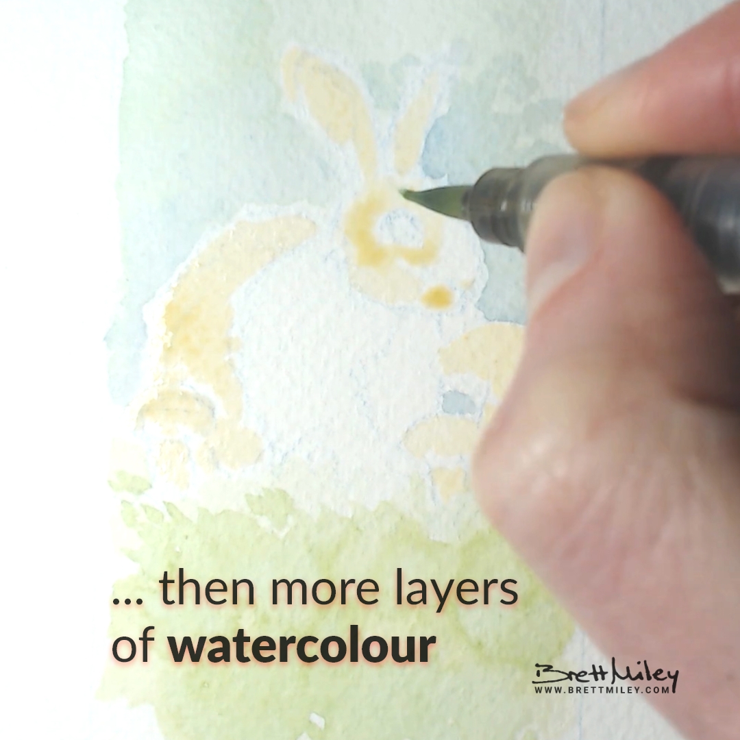 Rabbit Watercolour Art by Brett Miley