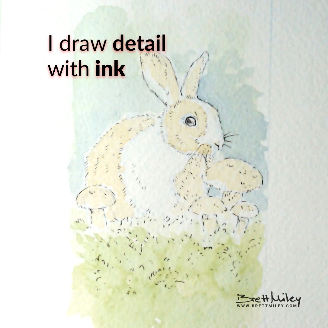 Rabbit Watercolour Art by Brett Miley
