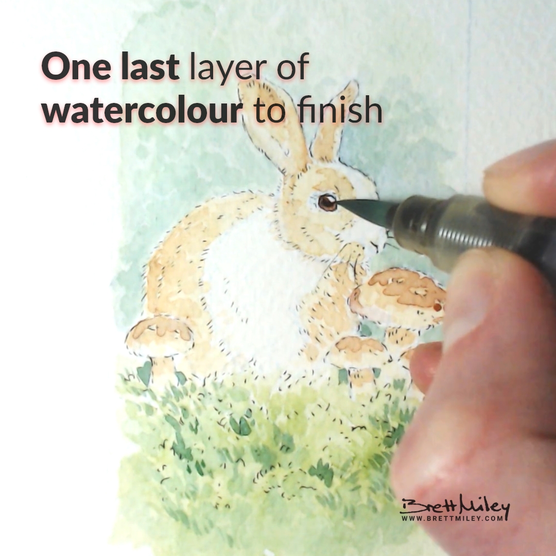 Rabbit Watercolour Art by Brett Miley