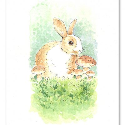 Rabbit Watercolour Art by Brett Miley