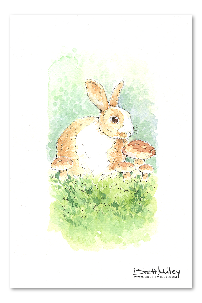 Rabbit Watercolour Art by Brett Miley