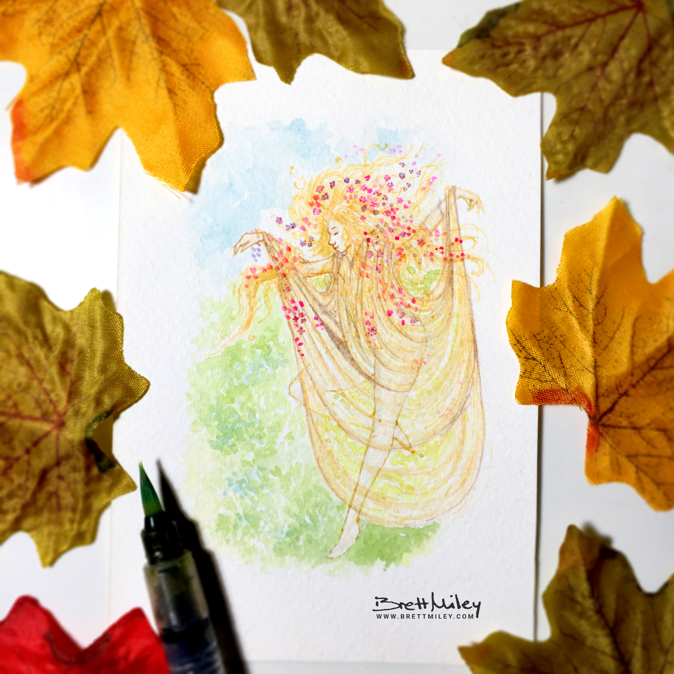 Spring Fairy Watercolour Art by Brett Miley