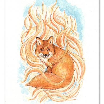 Fox Watercolour Art by Brett Miley
