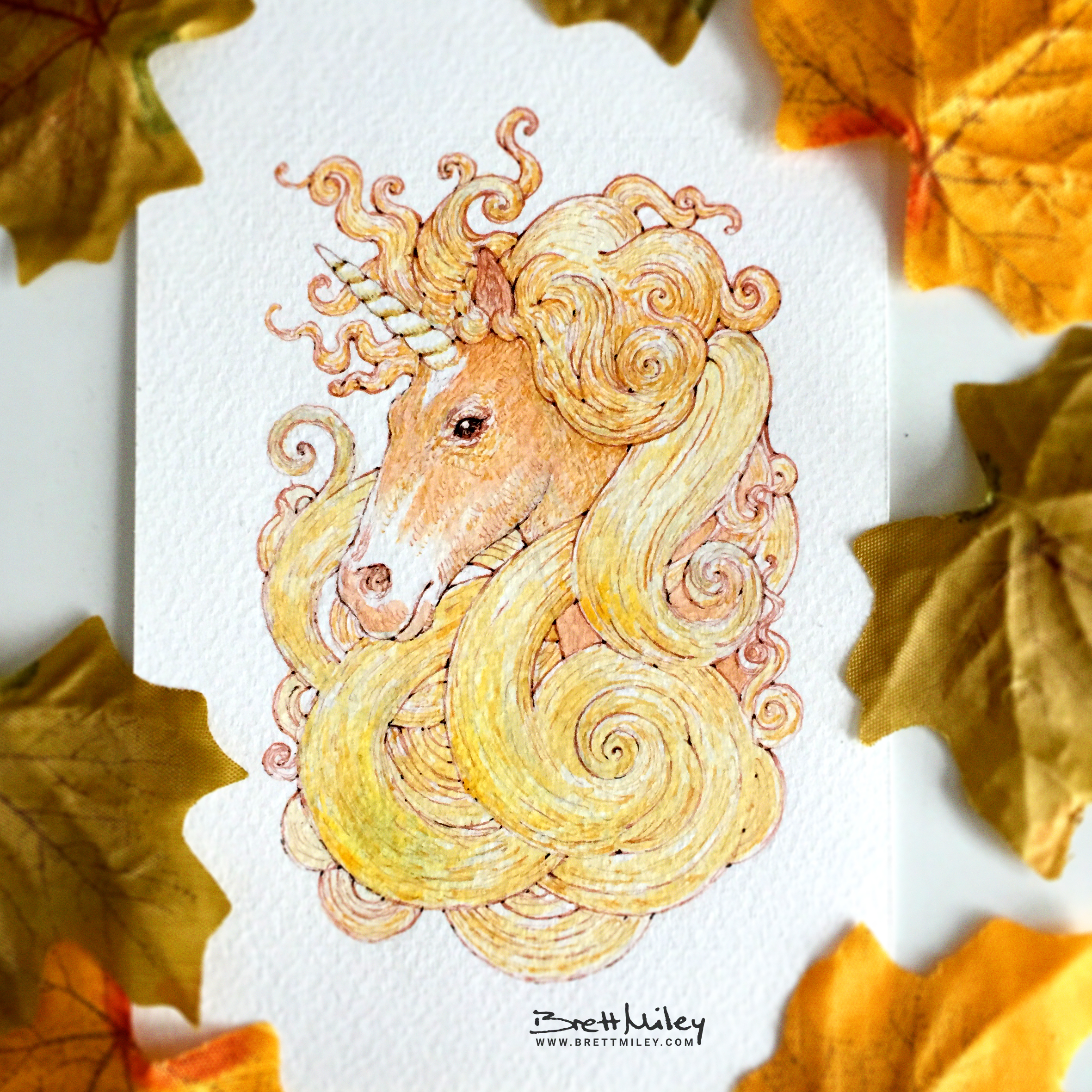 Unicorn Watercolour Art by Brett Miley