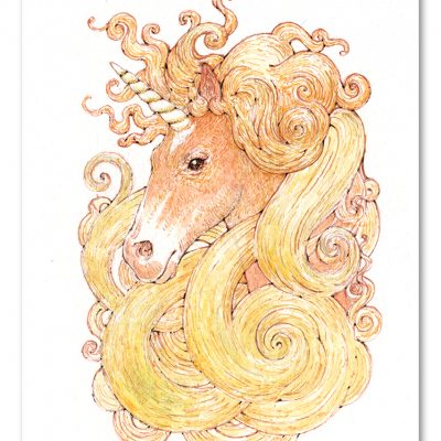 Unicorn Watercolour Art by Brett Miley